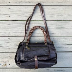 Joy Gryson Olivia Espresso Brown Black Textured Handbag